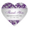 Purple and Silver Damask Swirls Wedding Thank You