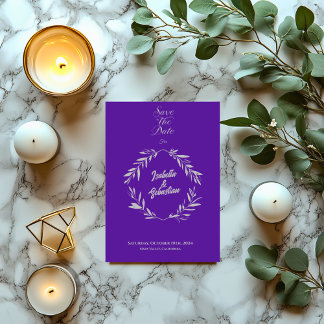 Purple and Silver Diamond Save the Date Wedding Invitation