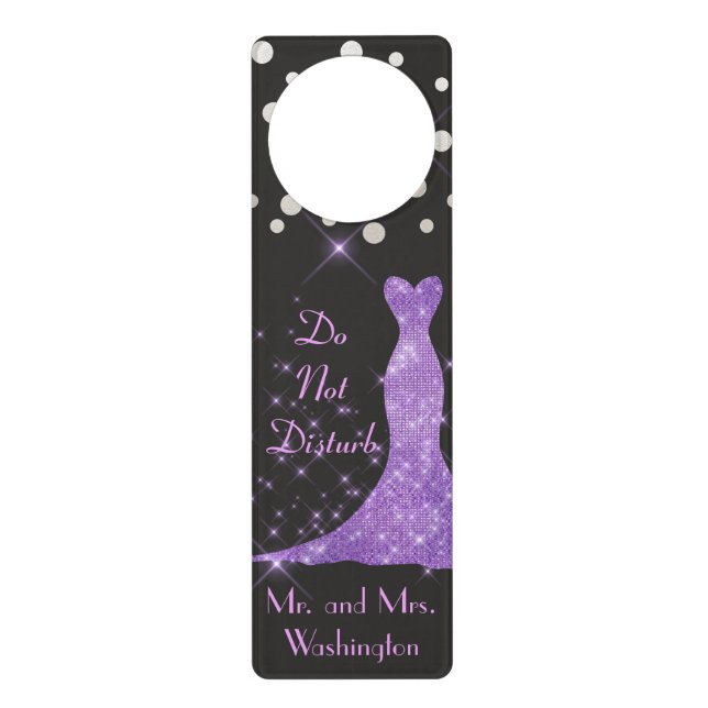 Purple and Silver Do Not Disturb Door Hanger (Front)