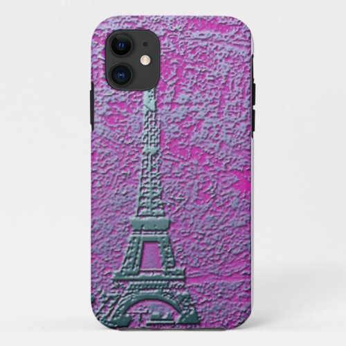 Purple and Silver Eiffel Tower Cell Phone Case