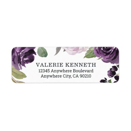 Purple and Silver Elegant Floral White Wedding Label