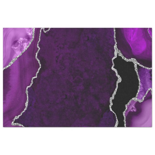 Purple and Silver Faux Glitter Agate Tissue Paper