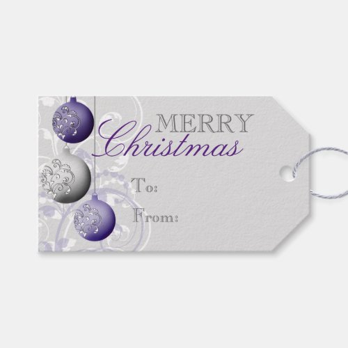 Purple and Silver Festive Christmas Gift Tags