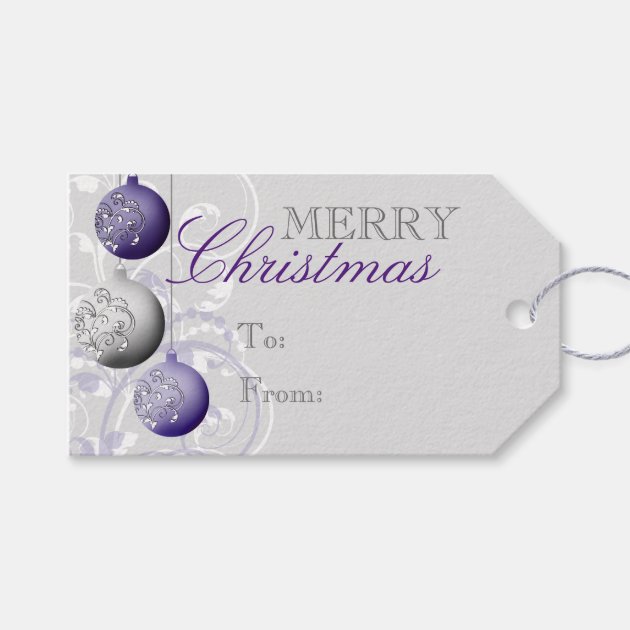 Purple And Silver Festive Christmas Gift Tags