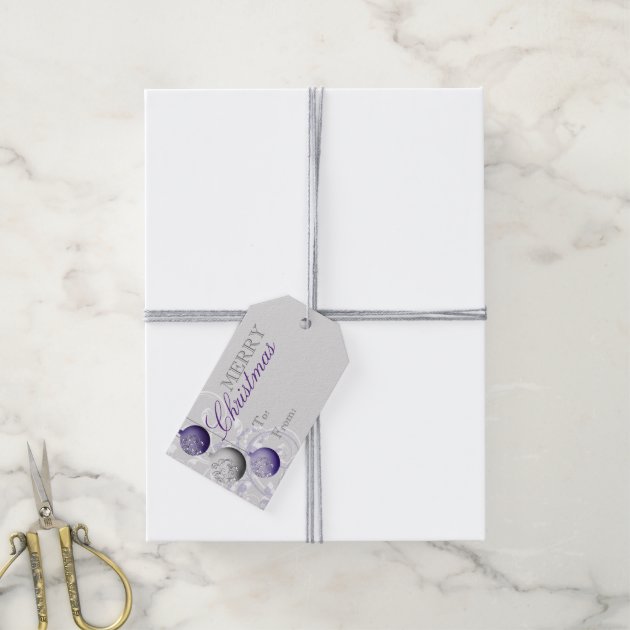 Purple And Silver Festive Christmas Gift Tags