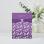 Purple and Silver Floral RSVP Card (Standing Front)