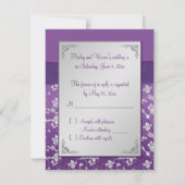 Purple and Silver Floral RSVP Card (Back)