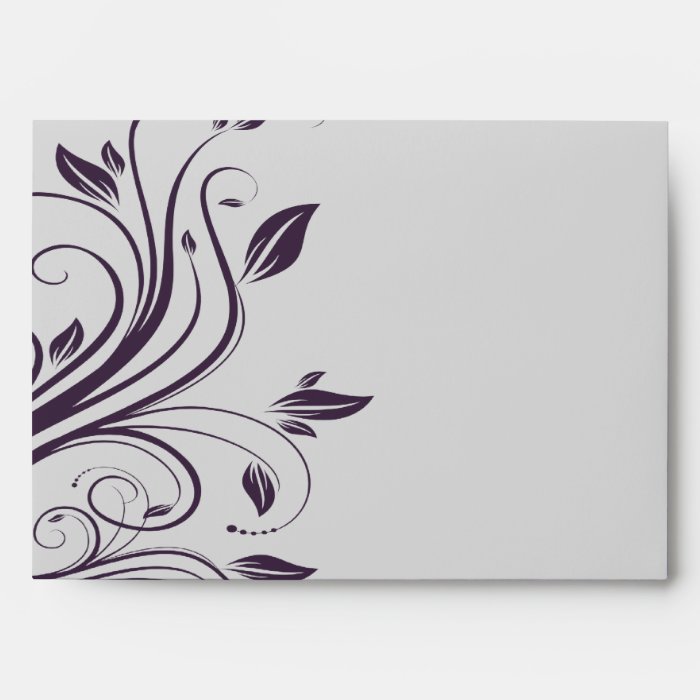 Purple and Silver Floral Swirls Envelope