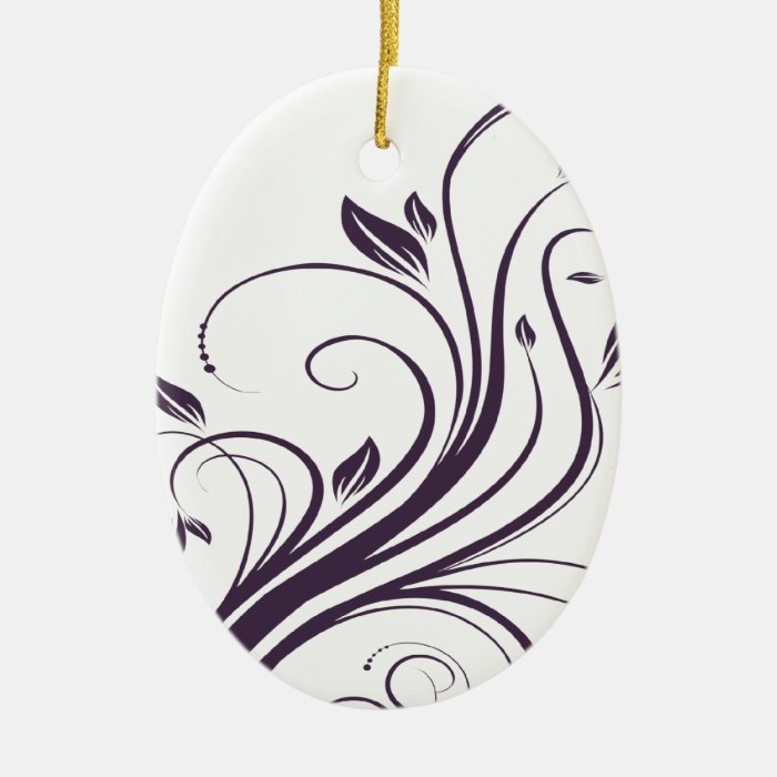 Purple and Silver Floral Swirls Wedding Christmas Ornaments
