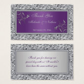 Purple and Silver Floral Wedding Favor Tag (Front & Back)