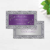 Purple and Silver Floral Wedding Favor Tag (Desk)