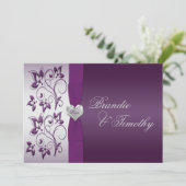 Purple and Silver Floral Wedding Invitation (Standing Front)