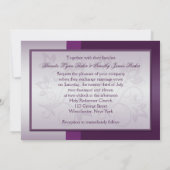 Purple and Silver Floral Wedding Invitation (Back)