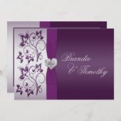 Purple and Silver Floral Wedding Invitation (Front/Back)