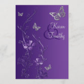 Light Purple Floral Butterflies and Silver Geometric 5X7 Cardstock