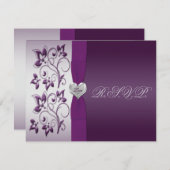 Purple and Silver Floral with Silver Heart RSVP (Front/Back)