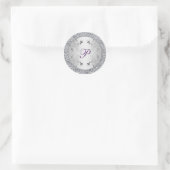Purple and Silver Foil Floral Monogram Sticker (Bag)