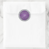 Purple and Silver Foil Floral Monogram Sticker (Bag)