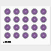 Purple and Silver Foil Floral Monogram Sticker (Sheet)