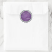 Purple and Silver Foil Floral Monogrammed Sticker (Bag)