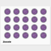 Purple and Silver Foil Floral Monogrammed Sticker (Sheet)