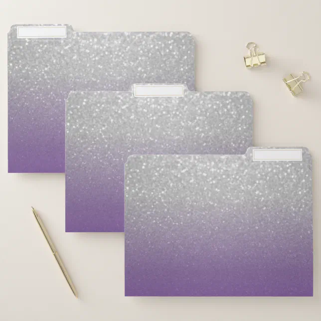 Purple and Silver Glitter File Folder | Zazzle