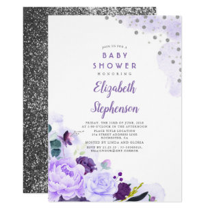 Purple And Silver Baby Shower Invitations 4