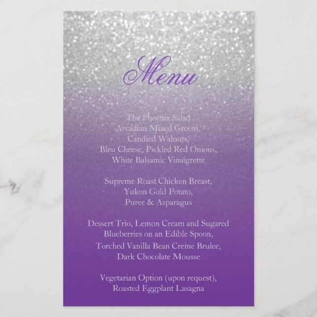 Purple and Silver Glitter - Menu (Front)