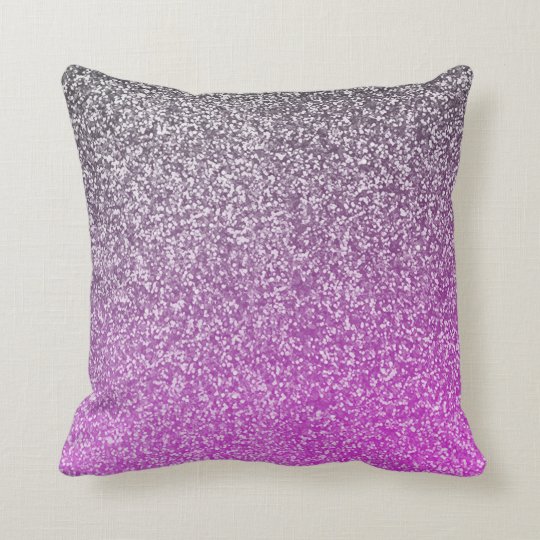 Purple And Silver Glitter Ombre Look Girly Glam Throw Pillow