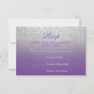 Purple and Silver Glitter - RSVP Card
