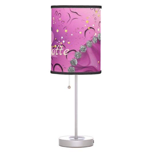 Purple and Silver Gradient Ombre Monogram Table Lamp (Right)