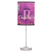 Purple and Silver Gradient Ombre Monogram Table Lamp (Front)