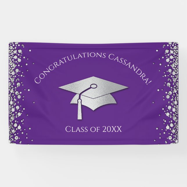 Purple and Silver Graduation Banner (Horizontal)