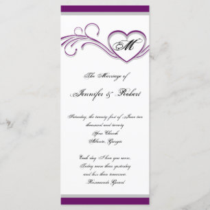 Purple and Silver Heart Monogram Wedding Program