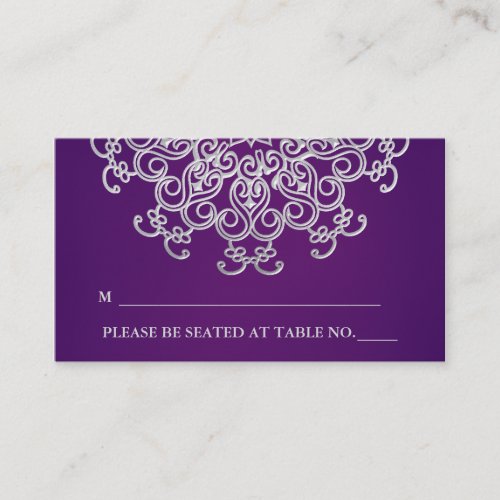 Purple and Silver Indian Style Seating Place Card