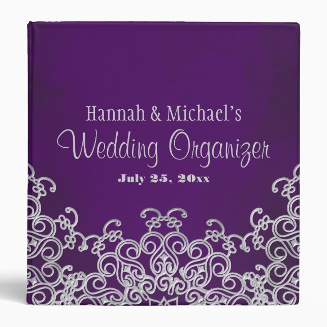 Purple and Silver Indian Style Wedding Planner Binder (Front)