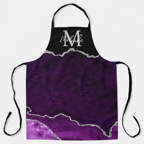 Purple and Silver Marble Agate Apron