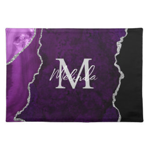 Purple and Silver Marble Agate Cloth Placemat
