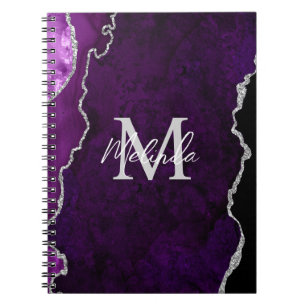Purple and Silver Marble Agate Notebook
