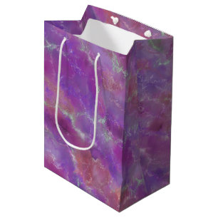 Purple And Silver Marble Pattern Medium Gift Bag