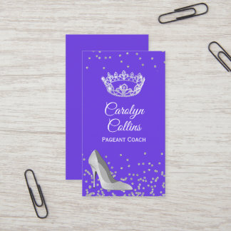 Purple and Silver Pageant Coach Business Card
