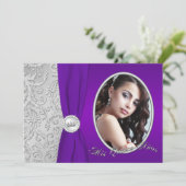 Purple and Silver Photo Quinceanera Invitation (Standing Front)