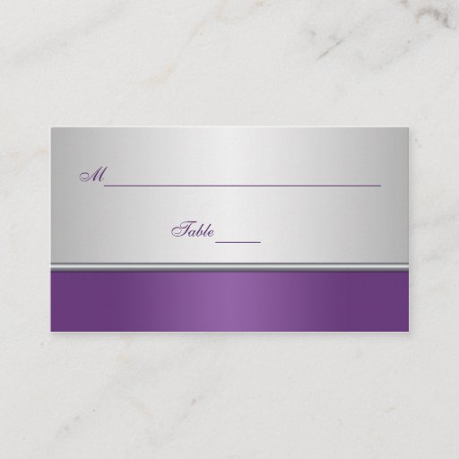 Customizable Purple and Silver Place Cards Business Cards