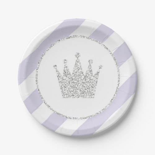 Purple and Silver Princess Crown Party Plates