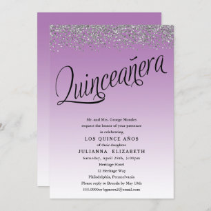Purple and Silver Quinceanera 15th Birthday Invitation