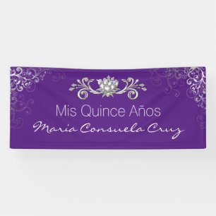 Purple and Silver Quinceanera Banner