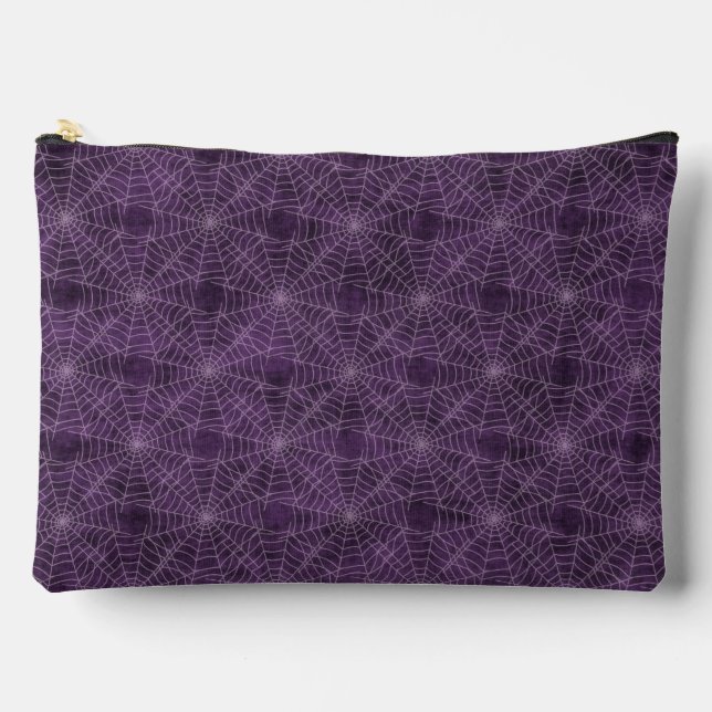 Purple and Silver Spiderweb Gothic Pattern Accessory Pouch (Front)