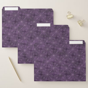 Purple and Silver Spiderweb Gothic Pattern File Folder