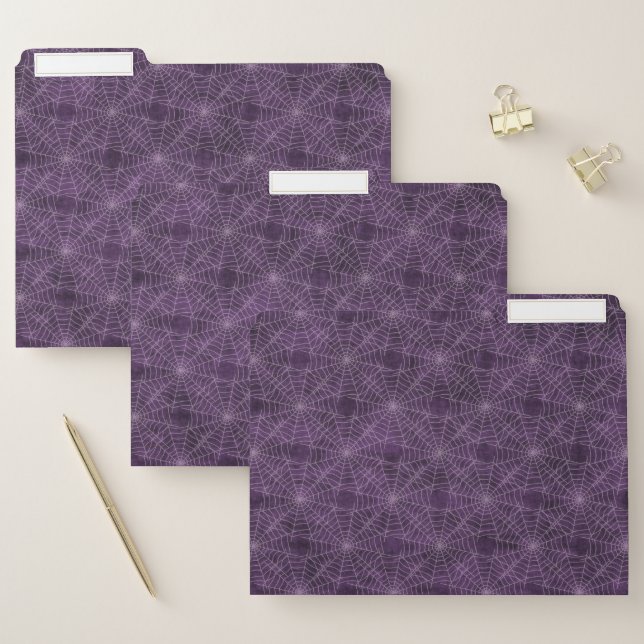 Purple and Silver Spiderweb Gothic Pattern File Folder (Set)