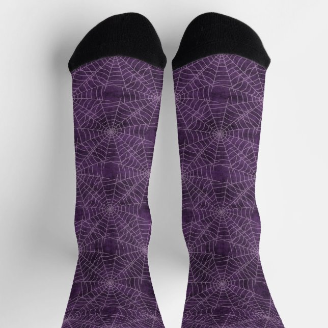 Purple and Silver Spiderweb Gothic Pattern Socks (Top)